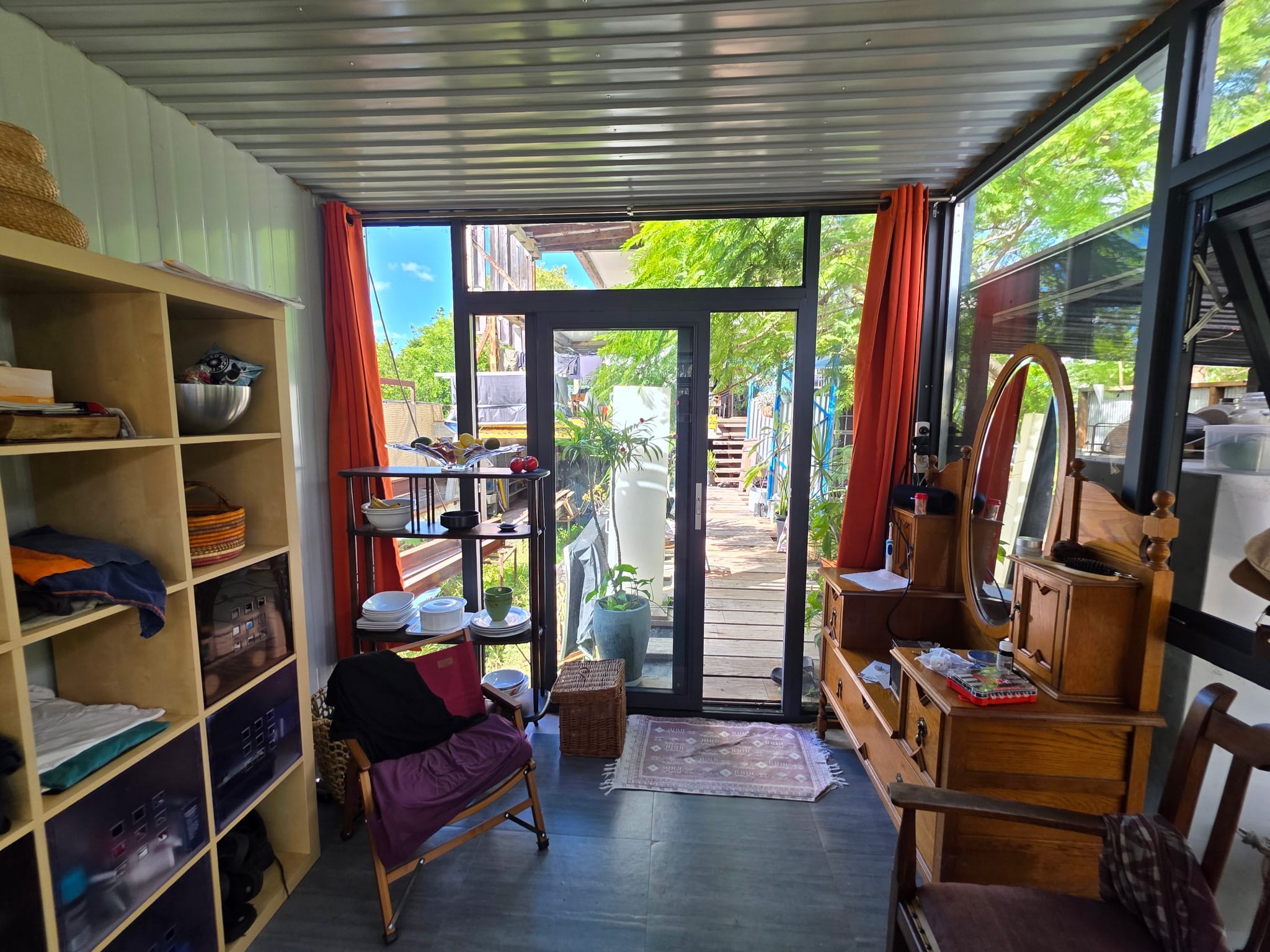 Yoga and pilates studio inside glass portable pod