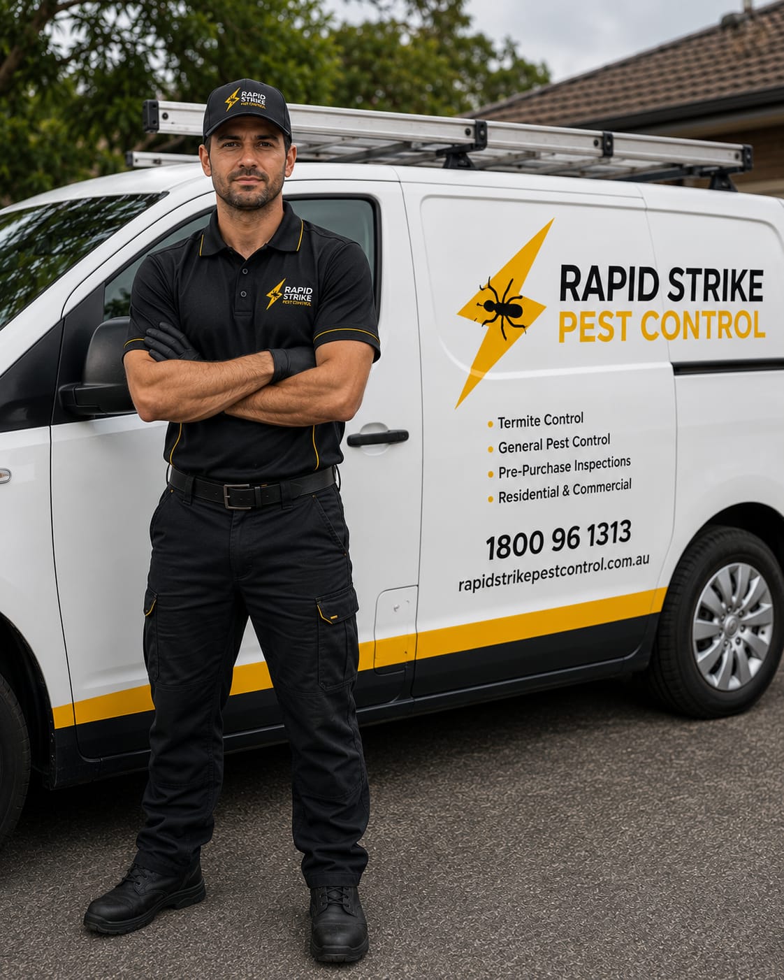Rapid Strike pest control technician ready for a Sydney callout